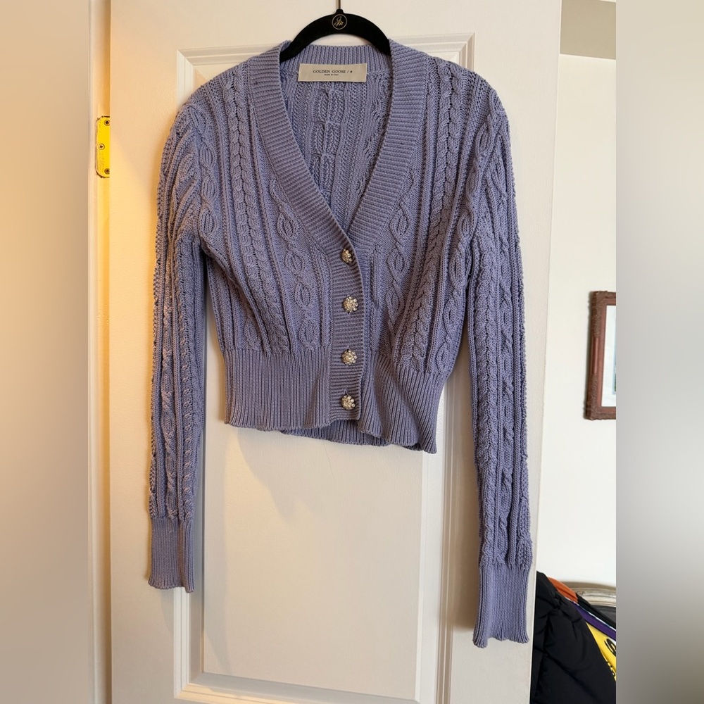 Golden goose Cable Knit Cardigan Sweater - Purple